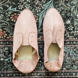 Hobes Pink Leather Slip Ons